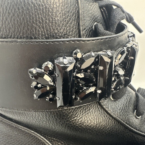 Karl Lagerfeld Paris Jeren Embellished Leather High-Top‎ Sneakers Size 9 - Picture 12 of 13
